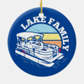 レイクファミリーボート週末サマーポンツーンボート セラミックオーナメント (裏面)
