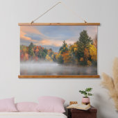 レイクフォグ秋リーフ日の出マウンテンニューイングランド 吊り下げ型タペストリー (寝室)