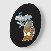 レイクフォトミシガンシルエットホームオンブラック ラージ壁時計 (傾斜)