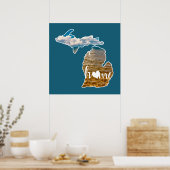 レイクフォトミシガンシルエットホームオンブルー ポスター (キッチン)