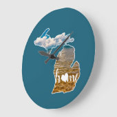 レイクフォトミシガンシルエットホームオンブルー ラージ壁時計 (傾斜)