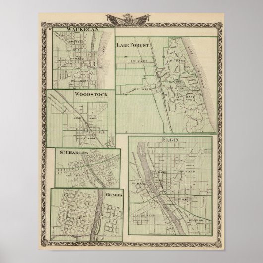 レイクフォレスト、エルジン、ウォーケガン、ウッドストック ポスター (正面)