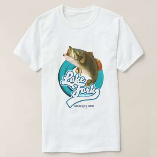 レイクフォークテキサス州魚釣りロゴ。 Tシャツ (デザイン正面)
