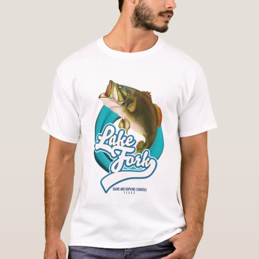 レイクフォークテキサス州魚釣りロゴ。 Tシャツ (正面)