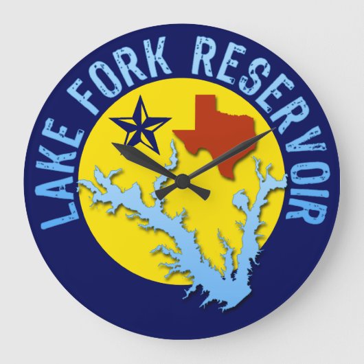 レイクフォークリザーバテキサス州バス魚釣り ラージ壁時計 (正面)