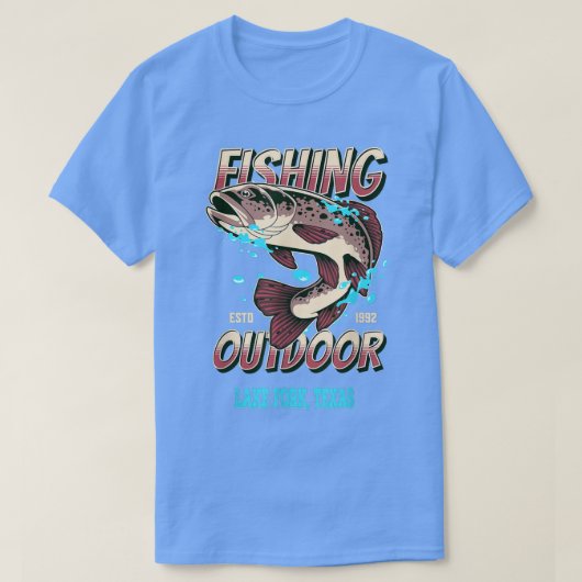 レイクフォーク、テアストトップ100ベース魚釣り湖 Tシャツ (デザイン正面)
