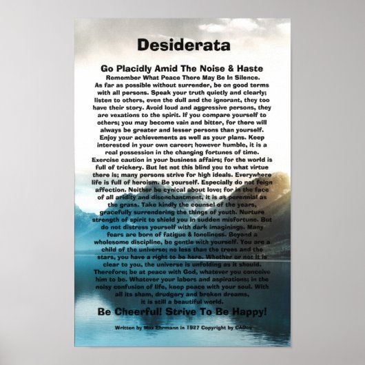 レイクフロントのポスターのDesiderata ポスター (正面)