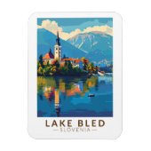 レイクブリスロベニア旅行アートヴィンテージ マグネット (縦)