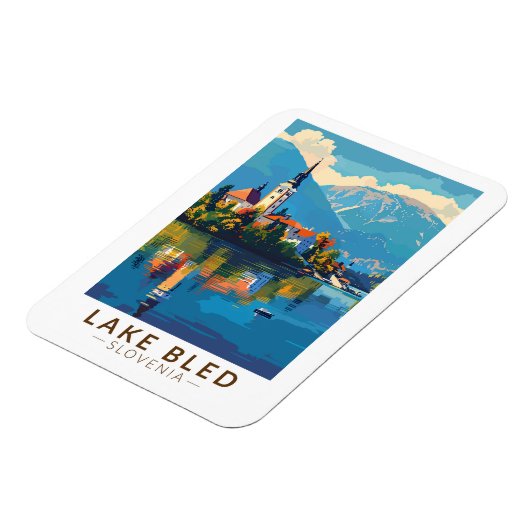 レイクブリスロベニア旅行アートヴィンテージ マグネット (左側)