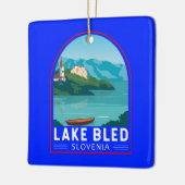 レイクブリスロベニア旅行レトロトラベルアートヴィンテージ セラミックオーナメント (左)