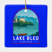 レイクブリスロベニア旅行レトロトラベルアートヴィンテージ セラミックオーナメント (裏面)