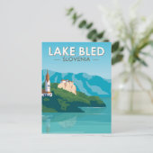 レイクブリスロベニア旅行レトロトラベルアートヴィンテージ ポストカード (スタンド正面)