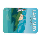 レイクブリスロベニア旅行レトロトラベルアートヴィンテージ マグネット (横)