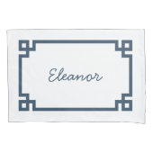 レイクブルーギリシャ鍵モノグラム標準ピローケース 枕カバー (正面)