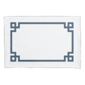 レイクブルーギリシャ鍵縁ど標準 枕カバー (正面左)