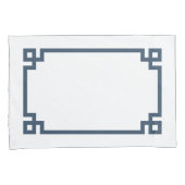 レイクブルーギリシャ鍵縁ど標準 枕カバー (正面右)