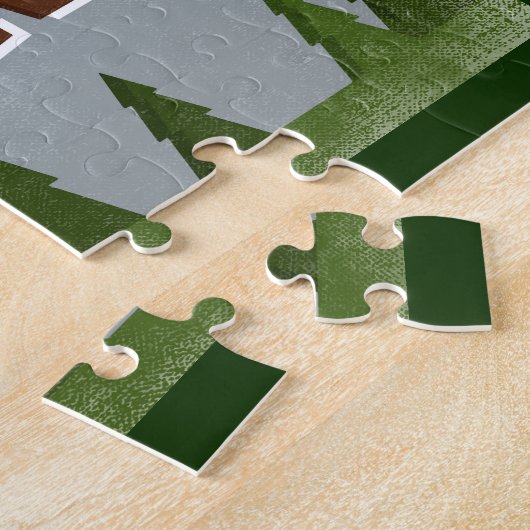 レイクプラシドニューヨークおもしろいレトロスノーウィースマウンテン ジグソーパズル (側面)