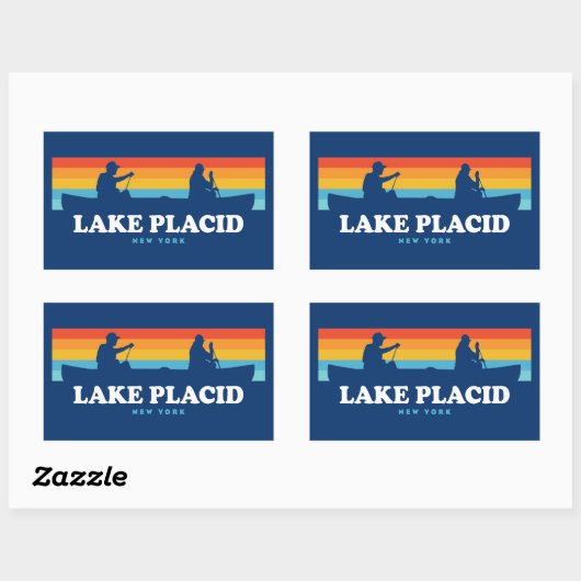 レイクプラシドニューヨークカヌー 長方形シール (シート)