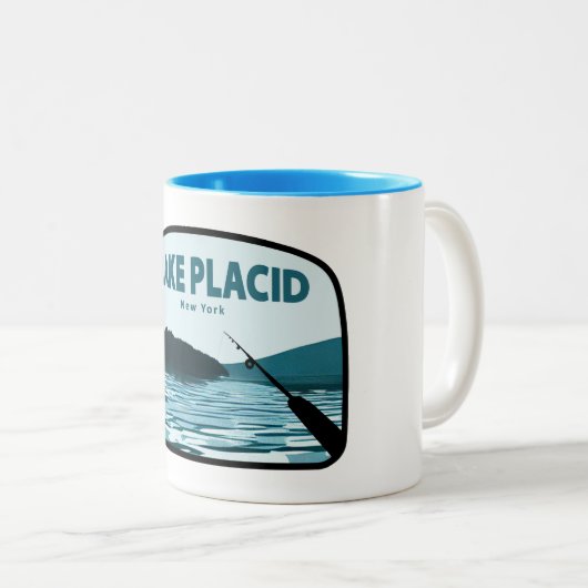 レイクプラシドニューヨーク魚釣りロッド ツートーンマグカップ (正面右)