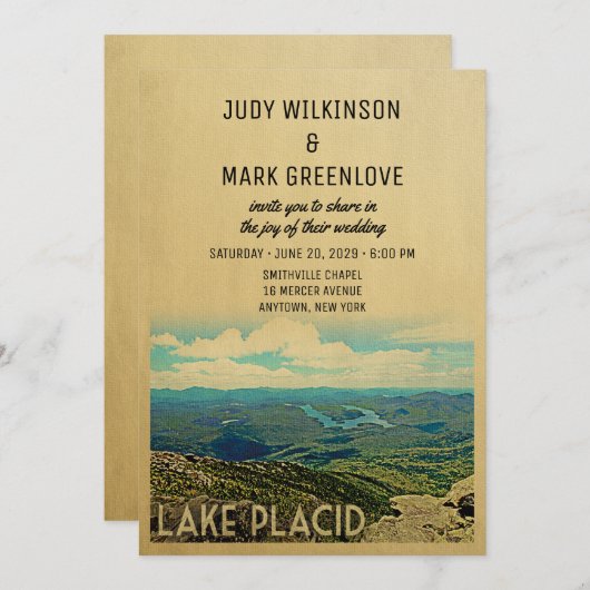 レイクプラシド結婚式招待状ヴィンテージミッドセンチュリー 招待状 (正面/裏面)