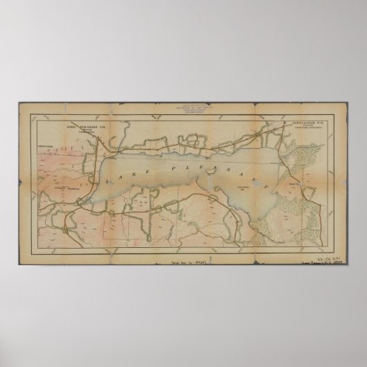 レイクプレザントニューヨークヴィンテージマップ ポスター (正面)