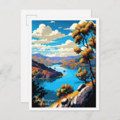 レイクベリーサーカリフォルニアUSA旅行イラストレーション ポストカード (正面/裏面)