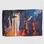 レイクミシガンサンセット自然ランドスケープデザイン ゴルフタオル (横)