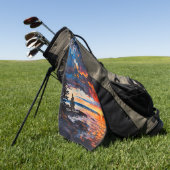 レイクミシガンサンセット自然ランドスケープデザイン ゴルフタオル (グリーン)