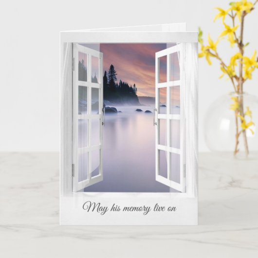 レイクミストインウィンドウ悔やみや弔慰 カード (黄色い花)