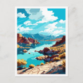 レイクミードアリゾナアートヴィンテージ旅行イラストレーション ポストカード (正面)
