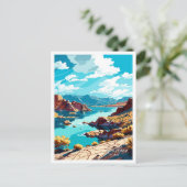 レイクミードアリゾナアートヴィンテージ旅行イラストレーション ポストカード (スタンド正面)