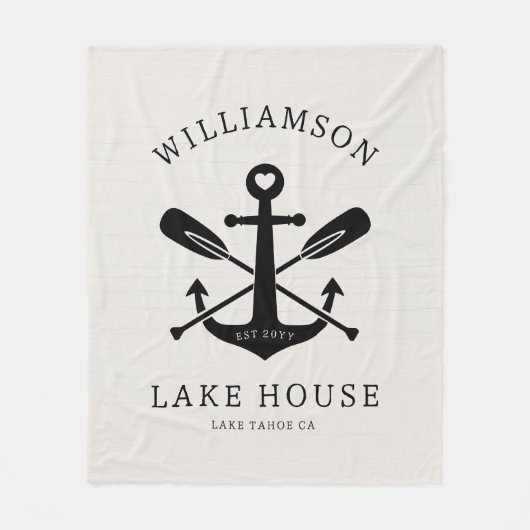 レイクモダンハウスファミリーネームいかりオアーズパドル フリースブランケット (正面)