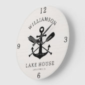 レイクモダンハウスファミリーネームいかりオアーズパドル ラージ壁時計 (傾斜)