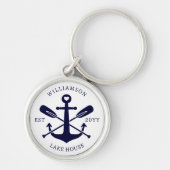 レイクモダンハウスファミリーネーム航海のネイビーブルー キーホルダー (正面)