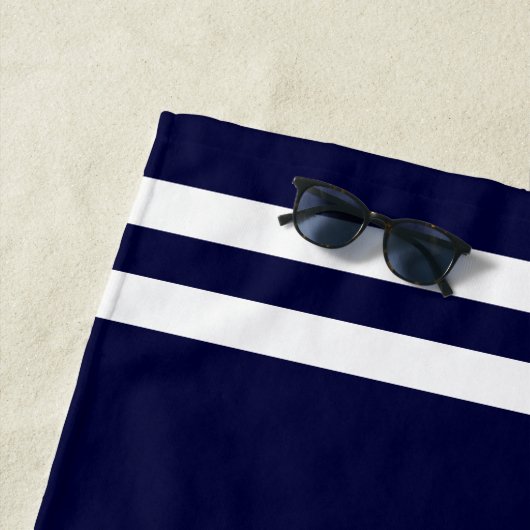 レイクモダンハウスファミリーネーム航海のネイビーブルー ビーチタオル (インサイチュ)
