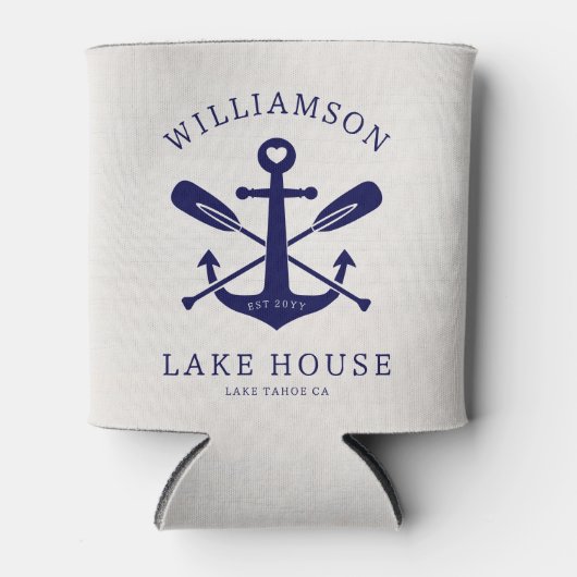 レイクモダンハウスファミリー名航海の |ネイビーブルー 缶クーラー (正面)