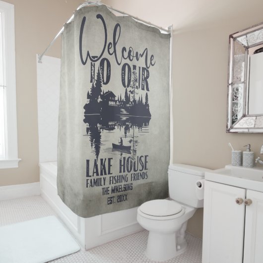 レイクモダンハウスファミリー名 シャワーカーテン (インサイチュ)