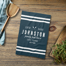 レイクモダン素朴ハウス |ネイビーホワイト キッチンタオル