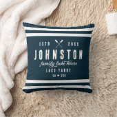 レイクモダン素朴ハウス |ネイビーホワイト クッション (ブランケット)