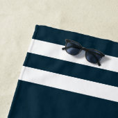 レイクモダン素朴ハウス |ネイビーホワイト ビーチタオル (インサイチュ)