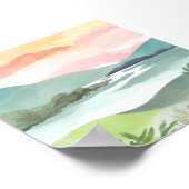 レイクモーニングサンライズ | 水彩自然 ポスター (角)