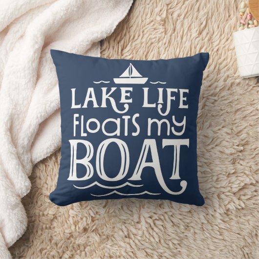 レイクライフが私のボートを青く浮かべる クッション (ブランケット)