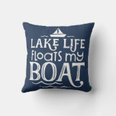 レイクライフが私のボートを青く浮かべる クッション (裏面)