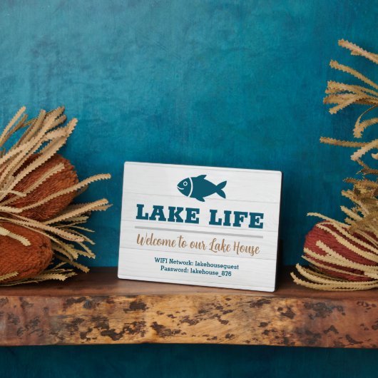レイクライフようこそ私たちのレイクハウスWIFIサインへ フォトプラーク (側面)