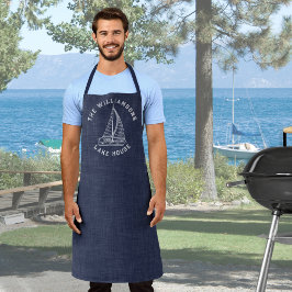 レイクライフファミリー名海軍ブルーレイクキッチン エプロン