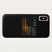 レイクライフフィッシャーマンサンセットアメリカンフラッグバスフィッシュ Case-Mate iPhoneケース (裏面(横))
