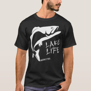 レイクライフ無塩バスフロントNO塩NoサメB Tシャツ