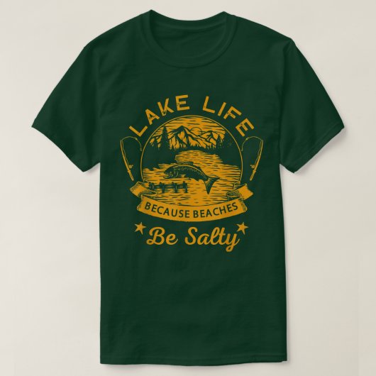 レイクライフ理由ビーチは塩辛おもしろい Tシャツ (デザイン正面)