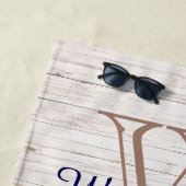 レイクライフ素朴ウッド航海のいかりネイビーブルー ビーチタオル (インサイチュ)