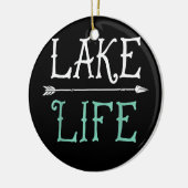 レイクライフ魚釣りボート帆走おもしろい屋外 セラミックオーナメント (左)